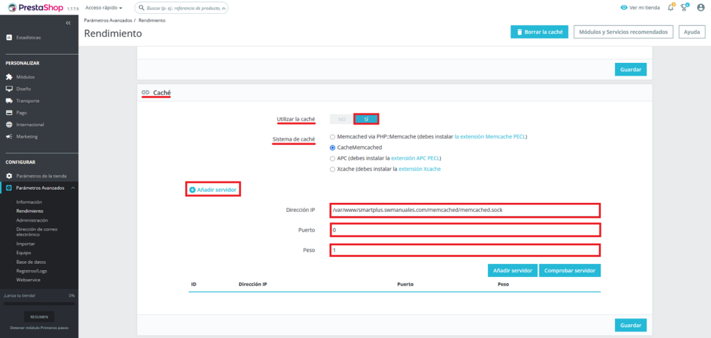 Memcached prestashop