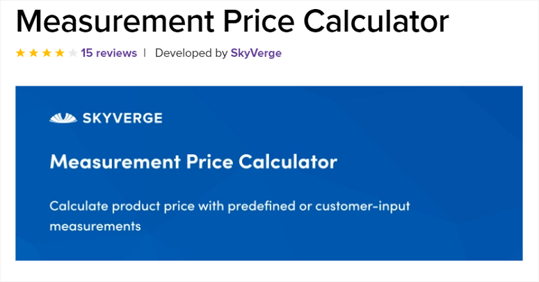 Measurement price calculator plugin