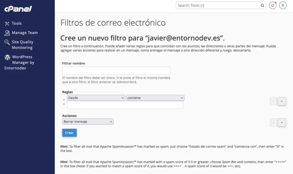Filtros Como Crear Correos En Cpanel Copia