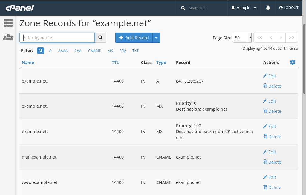 Zone Editor En CPanel